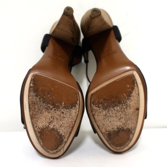 Lanvin Bow T-Strap Sandals Silver & Black Size 37 - Picture 11 of 12